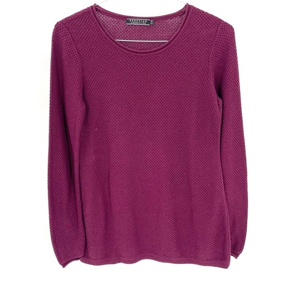 Peruvian Connection Pima Cotton Purple Knit Pullover Crewneck LongSleeve Sweater - Picture 1 of 7